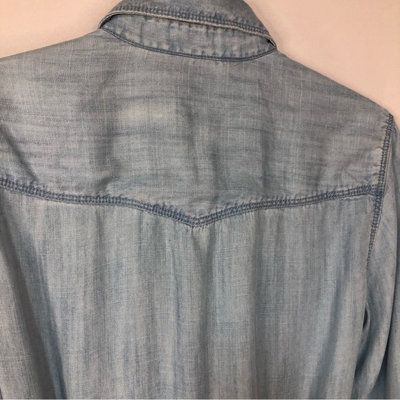 Gaps Women’s  Dress Chambray Long Sleeve Collar Front Button Belt - Picture 7 of 10